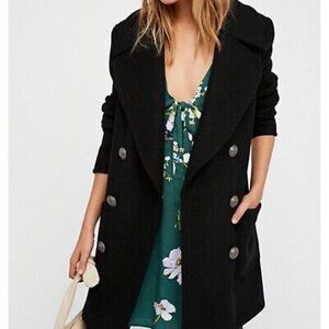 Free People Naiomi Wool Peacoat Black New NWT